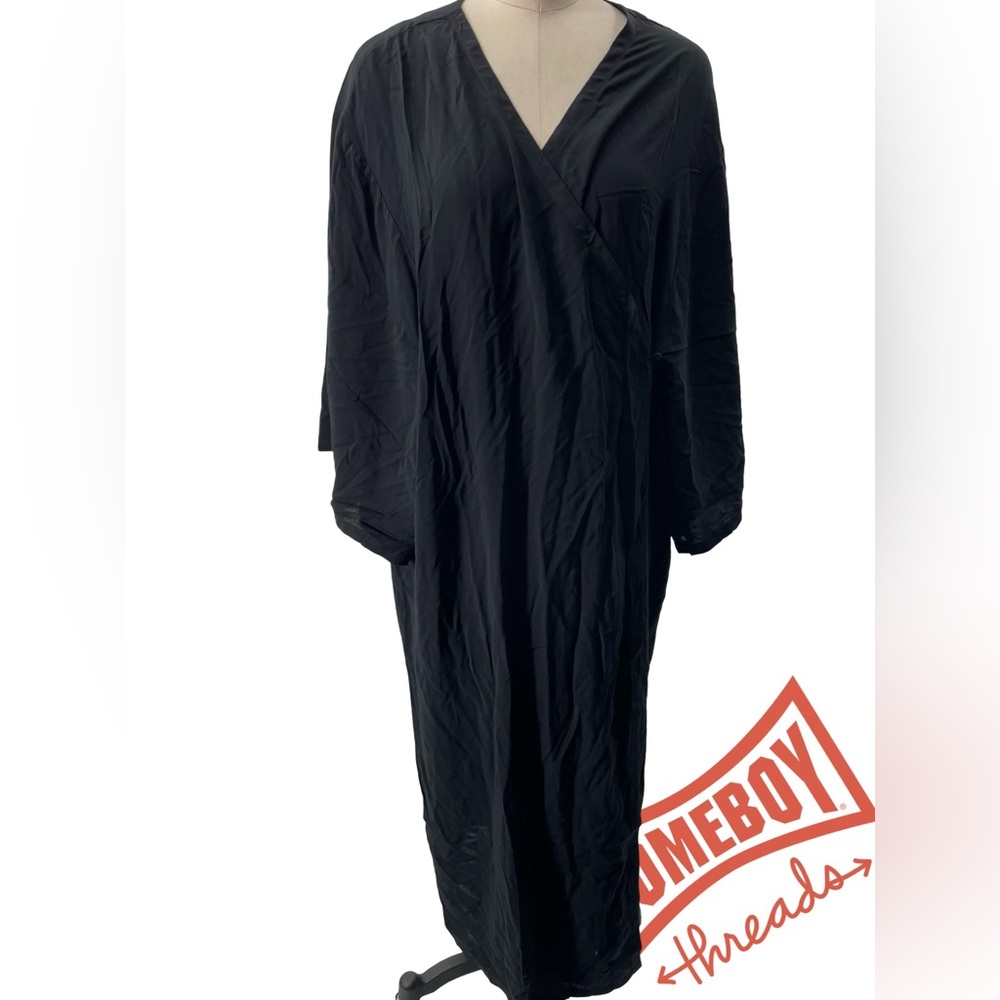 Black Long Sleeve Wrap Dress